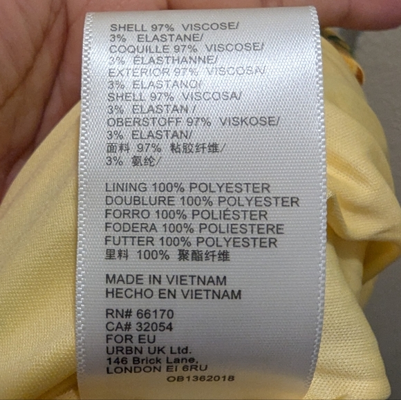 Urban Outfitters Claira Ruched Bodycon Square Neck Mini Dress Yellow & Orange- L - Picture 13 of 16